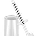 Toilet Brush and Holder Set, Compact Toilet Bowl Brush with Stainless Steel Handle, Hard Bristles, Drip-Proof, Easy to Assemble, Deep Cleaning White
