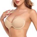 HANSCA Strapless Backless Sticky Push Up Bra for Women Plus Size Self Adhesive Reusable Underwired Padded (Nude, Size Cup A)