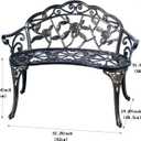 Patio Balcony Bench Double Seat, Anti-Rust Cast Aluminum Patio Garden Bench for Park Yard Outdoor Furniture Copper.1, 32.2" L x 19.1" W x 31.5" H