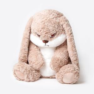 ZEIO Grumpy Bunny Stuffed Animal, 15.7" Plush Rabbit Stuffed Animals with Floppy Ears, Cuddly Soft Plush Toys Huggable, Perfect for a Gift (Brown)