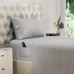 DREAMCARE Twin XL Sheet Sets 3pcs Cooling Sheets up to 21 Extra Deep Pocket Twin XL Sheets Set Hotel Luxury Sheets & Pillowcases Superior Softness 100% Fine Microfiber with Side Pocket LGray (Light Gray)