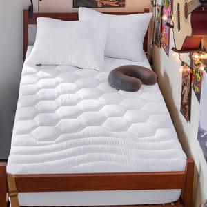 Bedsure Twin XL Mattress Pad - Soft Mattress Topper for College Dorm Room Essentials, Extra Long Twin Quilted Fitted Bed Cover Protector with 8-21 Inches Deep Pocket, Washable, White, 39x80 Inches