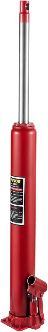 VEVOR 4 Ton Hydraulic Long Ram Jack, Cherry Picker Ram with Single Piston Pump, Manual Engine Hoist Cylinder with Handle and Flat Base, for Garage & Engine Lifting, Red