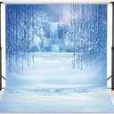 LYWYGG 5X7FT Ice and Snow White World Photography Backdrops Background Christmas Winter Frozen Snow Ice Crystal Pendant World for Children Photo Studio Props Backdrop CP-13