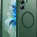 CANSHN Designed for Samsung Galaxy S25 Plus Case (2025) [Full Camera Protection] [Compatible with Magsafe] Translucent Matte Back Protective Phone Cover, Deep Green