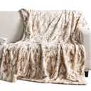 Oversized Soft Throw Blanket, Gift for Women Men, 60" x 80" Luxurious Warm Thick Spring Blanket, Elegant Cozy Faux Fur Throw Blanket for Couch Bed and Sofa, Gifts for Mom Dad, Marbled Ivory