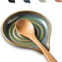 LAUCHUH Spoon Rest for Kitchen Counter,5" Spoon Holder for Kitchen Counter Stove Top Ceramic Spatula Holder for Ladle, Spatula, Spoons or Tongs, Christmas Decor, Unique Green