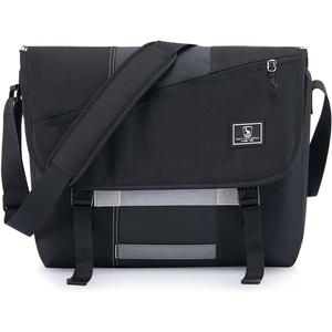 OIWAS Messenger Bag for Men, 15.6 Inch Laptop Crossbody Bags Women Casual Satchel Shoulder Bag College Travel Office Briefcase (Black)