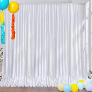 10ft x 10ft White Backdrop Curtain Panels for Parties, Wrinkle Resistant Thick Polyester Wedding Backdrop Drapes for Party Birthday Backdrop Photography Home Decorations 10ft x 10ft White Backdrop Curtain Panels for Parties, Wrinkle Resistant Thick Polyester Wedding Backdrop Drapes for Party Birthday Backdrop Photography Home Decorations