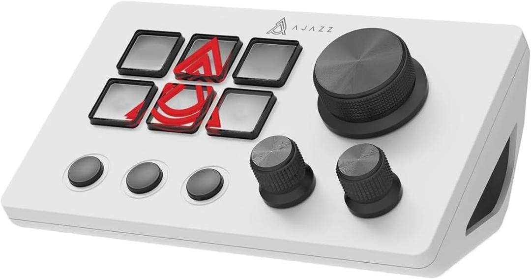 AJAZZ Macro Keypad Stream Controller Deck Gaming Streaming Shortcut Keyboard, 6 Programmable Keys Customizable Visual AI Pad USB Soundboard for YouTube, Desk Office Setup, Laptop, PC, Mac (AKP03E White)