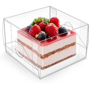 Vowcarol Bento Cake Boxes 6X6X4 Inches Cake Boxes with Cake Bottom Boards 12 Pack, Bakery Box, Favor Boxes for Cookies, Donuts, Macarons, Pastry Gift Boxes