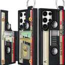 Shorogyt for Samsung Galaxy S24 Ultra Wallet Case with Card Holder - Designer Cassette Tape Pattern Kickstand Magnetic Clasp Back Flip Folio Leather Phone Cases for S24 Ultra for Women Men Girls