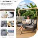 Outdoor/Indoor Swing Replacement Cushion, 2 or 3 Seats Bench Cushions with Backrest, Thicken 4" Recliner Seat Pad for Garden/Patio, Waterproof Premium Tufted Cushion with Ties(Dark Gray-47x40x4in)