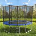 AOTOB 10FT  Trampoline with Safety Enclosure Net，Outdoor Trampoline with Basketball Hoop, Heavy Duty Jumping Mat and Spring Cover Padding for Kids and Adults, Storage Bag and Ladder