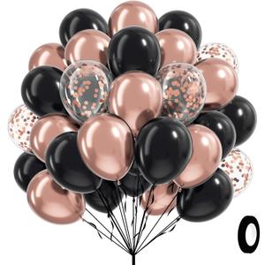 60pcs Rose Gold and Black Balloons 12inch with Rose Gold Confetti Balloons for Wedding Graduation Baby Shower Birthday Party Decoration