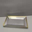 6 PACK LONG PLASTIC PLATES WITH GOLD RIMS.