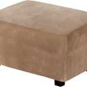 H.VERSAILTEX Real Velvet Plush 1 Piece Form Fit Stretch Rectangle Folding Storage Covers Ottoman Slipcovers Removable Footstool Protect Footrest Covers Elastic Bottom, Machine Washable(Large, Camel)