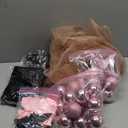 Cinrobiye Christmas Tree Decoration Set Including 48 Christmas Ornaments Balls,12 Bows,Tree Topper,Tree Skirt,Mesh Ribbon for Xmas Trees Holiday Party Garland Indoor DIY (Black&Pink)