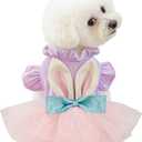 Dog Easter Bunny Ears Dress, Cute Bowknot Cat Tutu, Mesh Skirt for Princess Pet, Cosplay Clothing for Puppy, Kitten Cats, Small and Medium Dogs (X-Large)