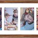8x26 Collage frame with 6 Openings 4X6 Pictures, Multiple Picture Frame with Mat, Wall or Tabletop Decor, Carbonized Brown Wood Grain (1 Pack)