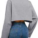 Women Long Sleeve Cropped Sweatshirt Oversized Crew Neck Workout Tops Grey Michigan X-Large (Gray, XL)