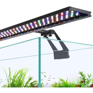 hygger Clip On Full Spectrum Aquarium LED Light, 26W Day-Night Dual Timer Sunrise-Day-Sunset-Moon Fish Tank Light, Adjustable Timer Brightness with 9 Colors for Planted Tank (26W for 31~37inch long tank)