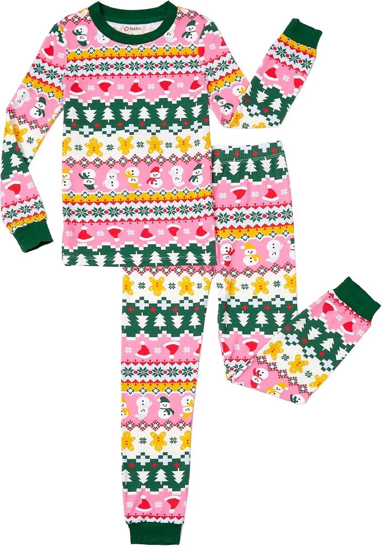 PATPAT Toddler & Kids Pajama Sets with Bamboo Viscose, Snug Fit Pjs for Girls, All-Season Comfort Sleepwear, 2T