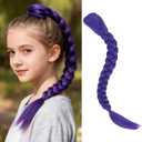 26 inch Purple Braid Clip in Ponytail Hair Extension | Long Pre Stretched Ponytail Extensions Soft Synthetic Hairpieces Cosplay Wig
