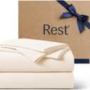 REST Evercool+ Cooling Sheet Set, King Size, Snow Ivory, Breathable Bed Sheets for Hot Sleeper and Night Sweats, with Pillowcases, with Ionic+ Self-Cleaning Silver Yarn for Sensitive Skin, 4PCS