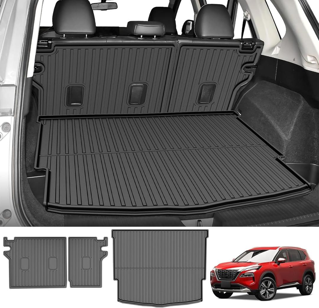 Cargo Mat Combo Set for Nissan Rogue 2021-2025 (Not for Rogue Sport) All Weather Trunk Liner and Seat Back Protectors Upgrade Cargo Accessories
