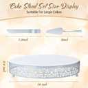 Wenqik 14 Inch White Cake Stand Set Metal Round Cupcake Dessert Stand with Cake Cutting, Spatula Wedding Cupcake Pastry Display Candy Holder Display for Wedding Party Birthday Baby Shower(Classic)