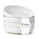 Gencywe 8.3" Pasta Bowls Set of 4, 34 oz Ceramic Salad Bowls, White Serving Plate, Wide and Shallow Bowl for for Fruits, Noodle, Dinner, Housewarming Wedding Christmas Dishwasher and Microwave Safe