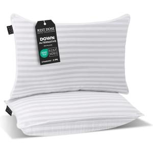 Bed Pillows for Sleeping, Set of 2 Cooling, Hotel Quality with Soft Down Alternative Fill for Back, Stomach & Side Sleepers (Queen)