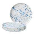 GIROFLIER Junko Flat Dinner Plate Set of 3, 10.8 inch with High Edge Dish Set - Microwave and Dishwasher Safe, Scratch Resistant, Modern Dinnerware- Kitchen Serving Dishes (Splash Blue)