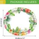 50 Count Hawaiian Luau Oval Paper Plates 10" X 12" Large Disposable Platters Party Goods Set Tropical Aloha Serving Dish Tray for Summer Beach Holiday Tableware Supplies Decor