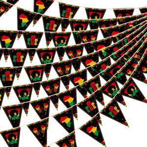 10 Pcs Hestya Juneteenth Pennant Banners June 19th Party Decoration Juneteenth Triangle Banner Flags Africa American Pennant Bunting for Freedom June 19th Black History Month Party Supplies