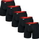 SAXX Underwear Co. Men's Underwear with Pouch Multi Sport Mesh Boxer Brief Fly 5Pk (Black)
