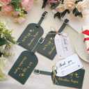 Sweetude 48 Sets Leather Luggage Tag Bulk and So The Adventure Begins Luggage Tags with Name Card for Wedding Bridal Shower Bachelorette Honeymoon Travel Graduation Gifts(Dark Green)