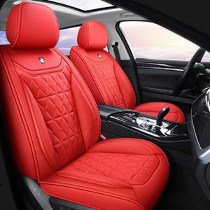 YJZT01 Red Leather Car Seat Covers Comfortable Car seat Cover Full Covered, 5-Seater Full Set Universal Type Suitable for Most Car SUV (Red)