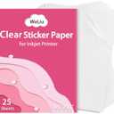 Printable Transparent Sticker Paper, Premium Clear Sticker Paper 8.5" x 11" (25 Sheets) - Clear Full Sheet Labels for Inkjet Printers