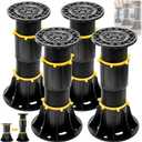 4 Pack Bed Support Legs, 8.5-13 Inch Adjustable Height Bed Center Slat Support, Under Bed Frame Replacement Post, Heavy Duty Bed Reinforcement Parts Kit for Wooden Furniture Cabinet Board