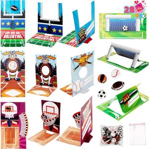 JOYIN 28 pcs Fun Valentine Sports Game Card and Erasers for Kids Party Favor, Classroom Exchange Prizes, Valentines Day Greeting Cards