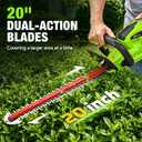 40V 20" Hedge Trimmer Cordless, Electric Bush Trimmer with 2 * 2.0Ah Battery & Charger, 7/8" Cutting Capacity, Rotatable Handle for Garden Shrub Pruning