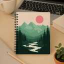 Boho Minimalist Mountain Notebook, Boho Gifts for Women, Nature Journal with Lined Pages, Aesthetic Forest Gift for Writers & Hikers, 5.5x8.3 Inch 270