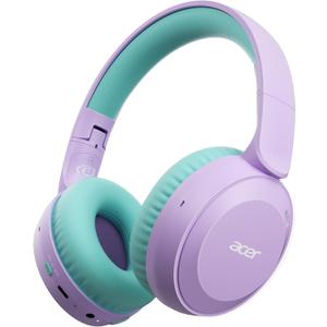 acer Kids Bluetooth Headphones, 85/94dB Volume Limited, 60H Playtime, Bluetooth 6.0, Lightweight Over-Ear Wireless Headphones for Kids, Toddler Headphones with Built-in Mic, Purple-Green