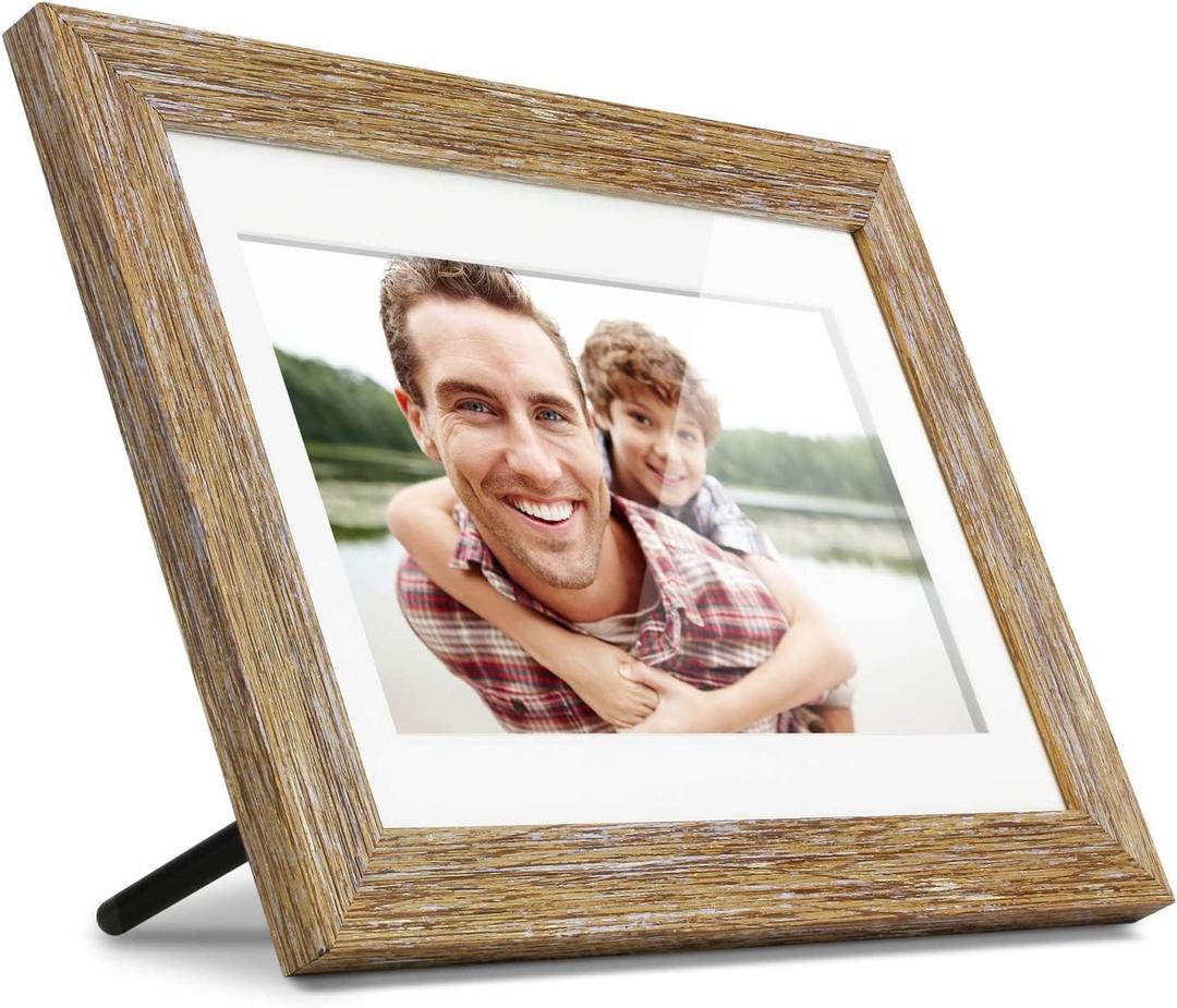 Aluratek 10 Distressed Wood Digital Photo Frame with Auto Slideshow, 1024 x 600 (ADPFD10F), 10" Wood Border, 10 Inch, Non-WiFi