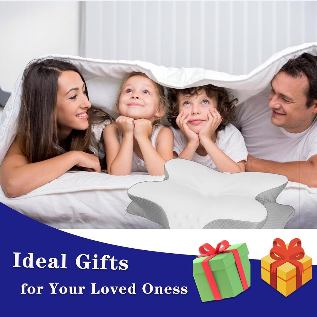 Cervical Neck Pillow, Premium Ergonomic Pillown,Memory Foam Pillow for Neck & Shoulder Side Sleeping (Gray)