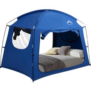 Bed Tent for Indoor Portable Light Reducing Twin Size Canopy Tents Breathable Lightweight Private Space for Bed(Blue)