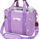 KKXIU Canvas Tote Bag for Women with Zipper and Compartments Crossbody Large Bible Messenger Purse Bag With Pockets | Canvas, with Zipper, and Compartments, Large, Bible, With Pockets, Purple