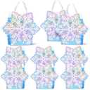 Kolldenn 12 Pcs Holographic Snowflake Gift Party Bags Princess Party Favors Snowflake Candy Treat Goodie Bags with Handle for Wedding Holiday Birthday Supplies